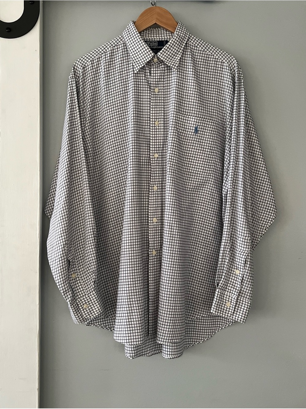VTG Polo Ralph Lauren Shirt Men’s Large Check Button Up Lowell Sport 100% Cotton